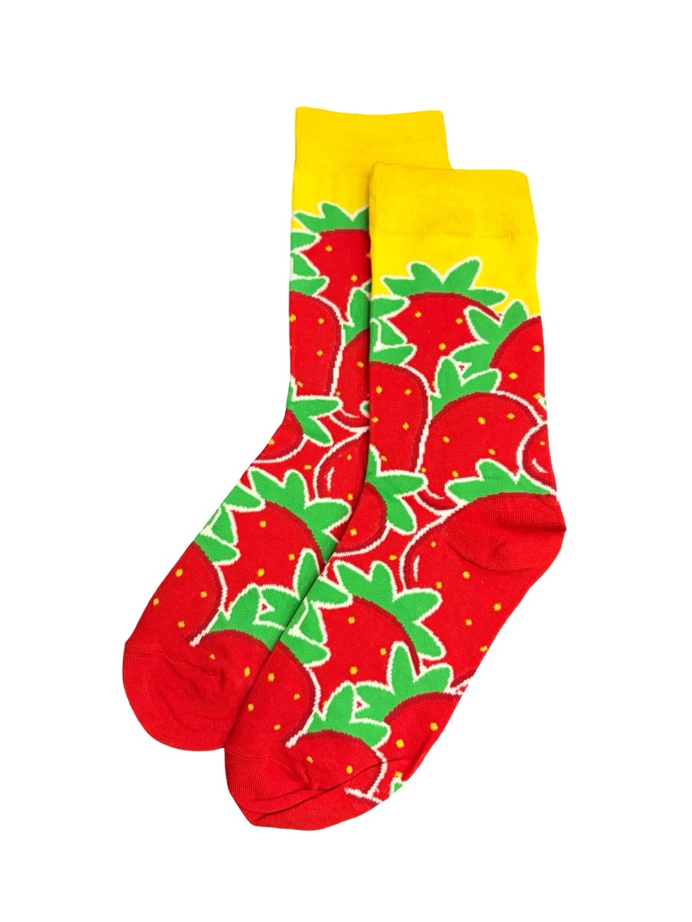 Strawberry Novelty Crew Socks Red Yellow Fruit One Size Colorful Party Socks